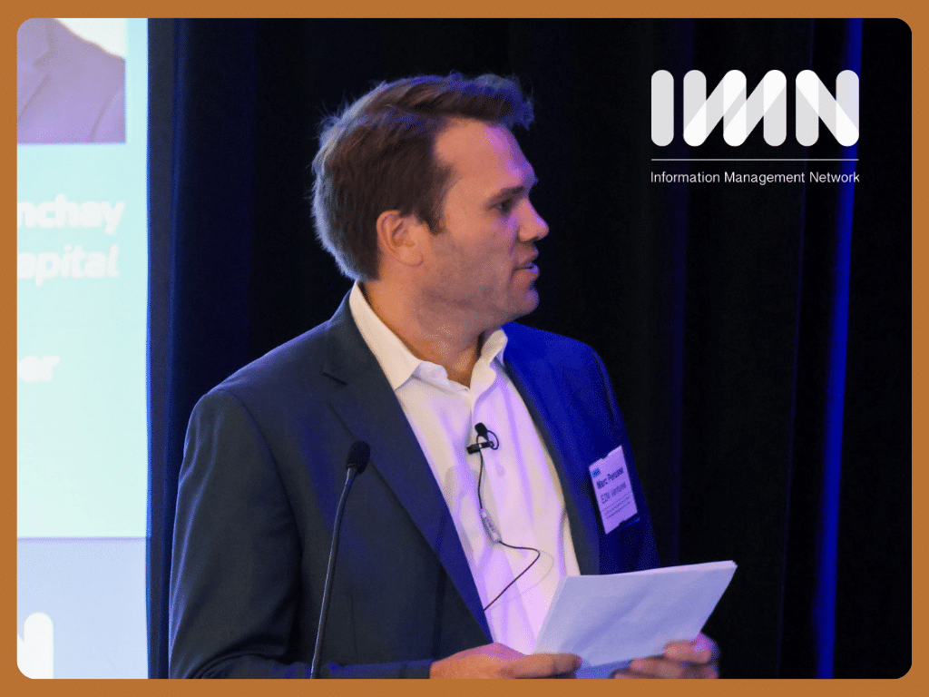 Marc Perusse, founder of E2M Ventures, hosting a panel at the IMN Real Estate Family and Private Wealth Management forum.